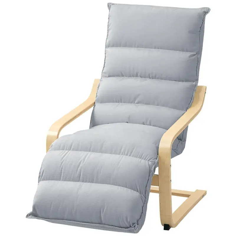 Birch Wood Lounge Chair with Adjustable Footrest