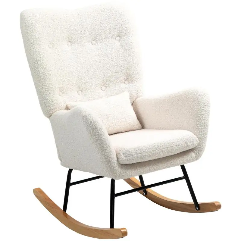 Rocking Chair with Teddy Cover, Cream White