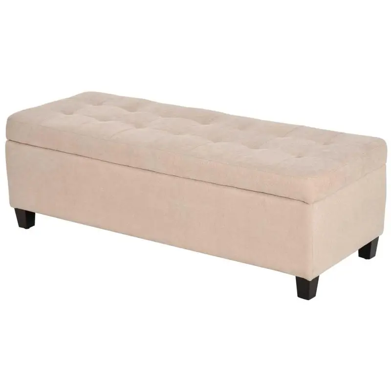 Upholstered Storage Bench, 125 cm, Beige