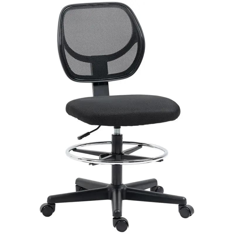 Height-Adjustable Drafting Chair with Footrest, Black