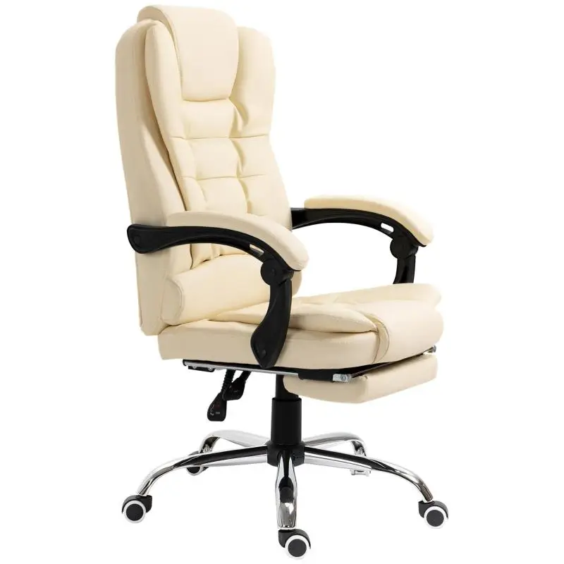 Office Chair with Footrest, Cream White