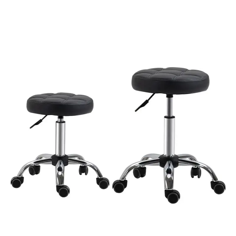 Set of 2 Height-Adjustable Rolling Stools
