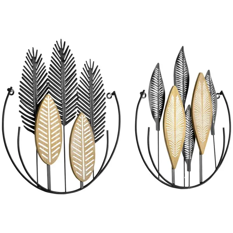 3D Wall Art Set of 2, Black and Natural