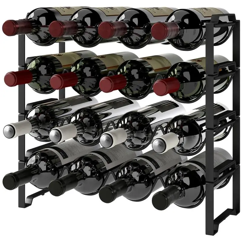 4-Tier Wine Rack for 16 Bottles, Black