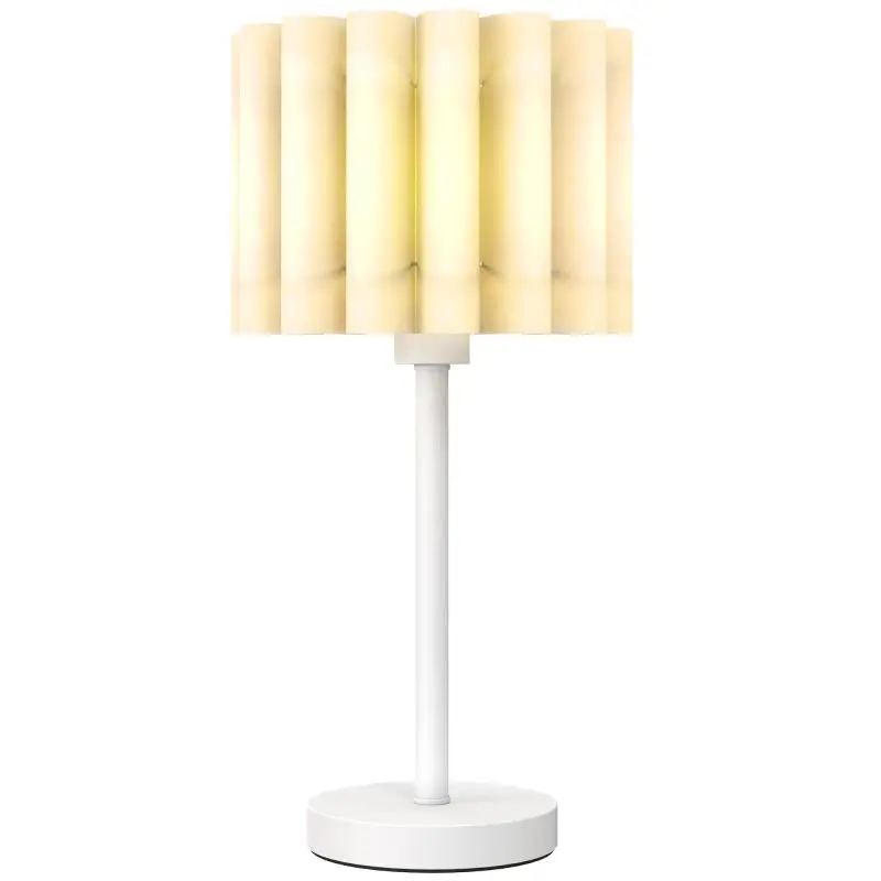 Retro-style table lamp, bedside lamp, plastic shade, push-button switch, white
