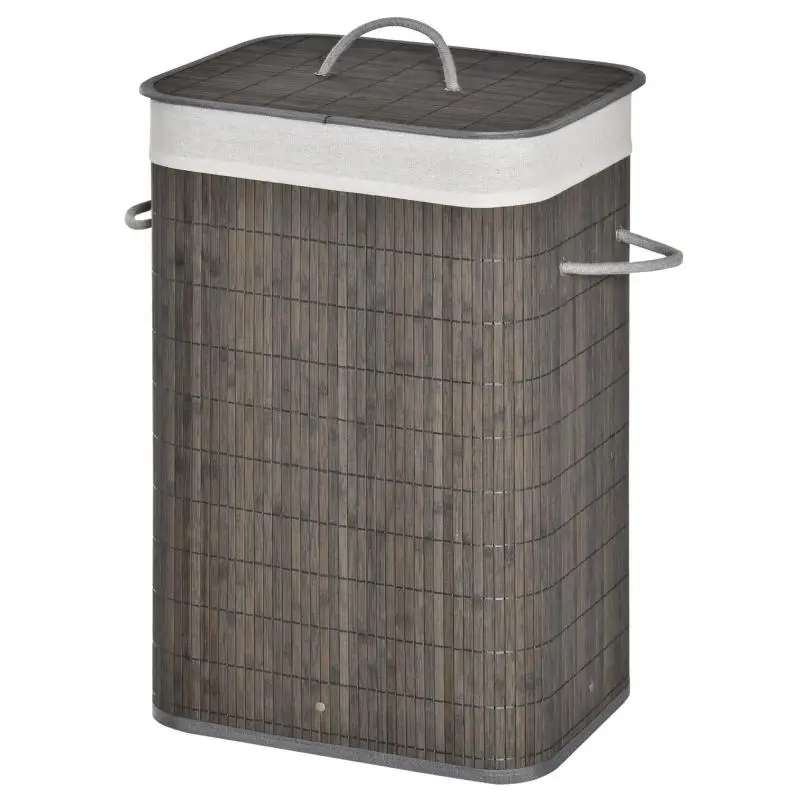 Foldable Laundry Basket with Lid, Grey