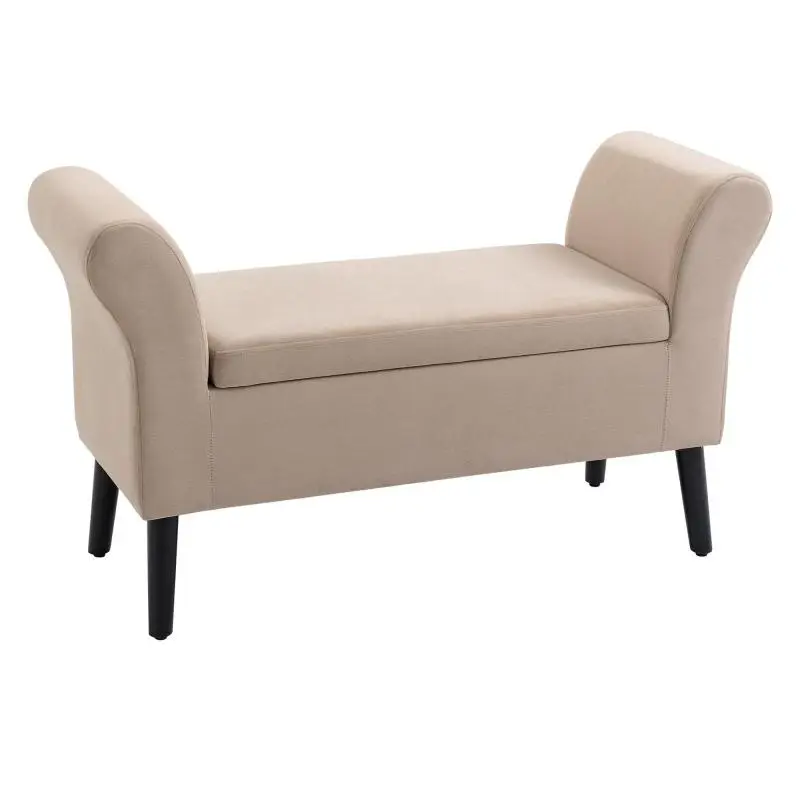Upholstered Storage Bench with Armrests, 111.5 cm