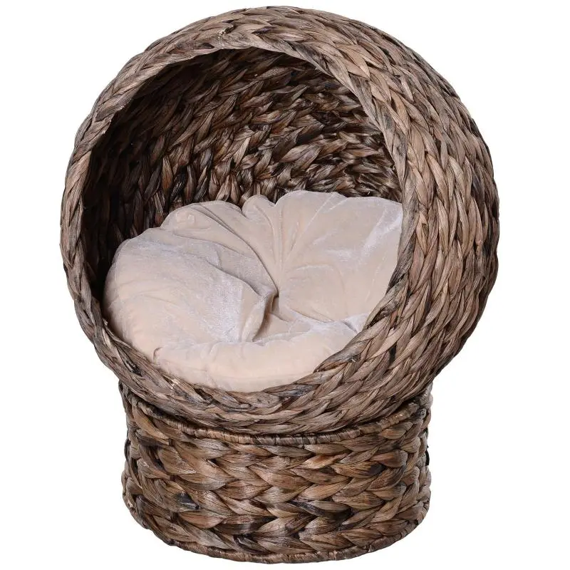 Wicker Cat Basket with Cushion, 50 cm