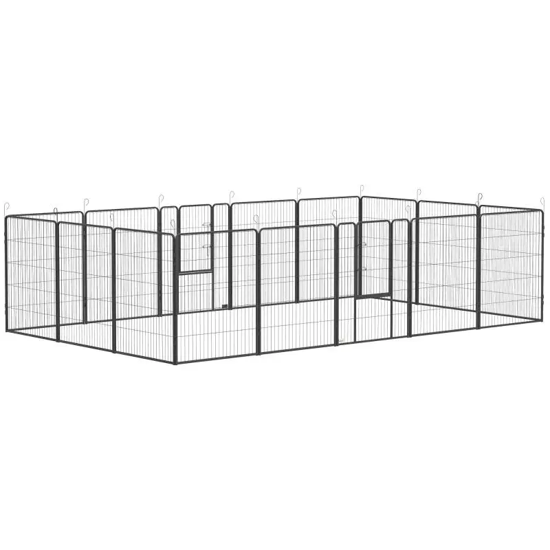 Puppy Playpen, 16 Panels, Grey
