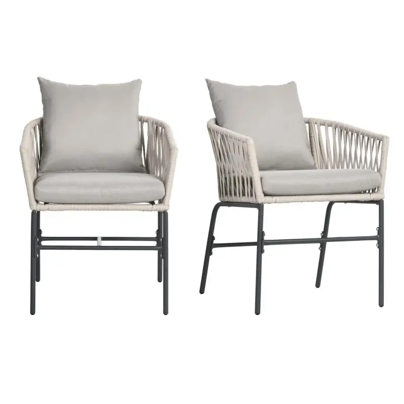 Set of 2 Patio Chairs with Cushions