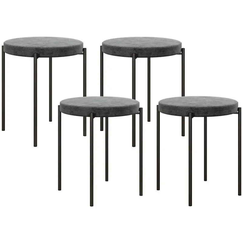 Set of 4 Stackable Kitchen Stools, Dark Grey