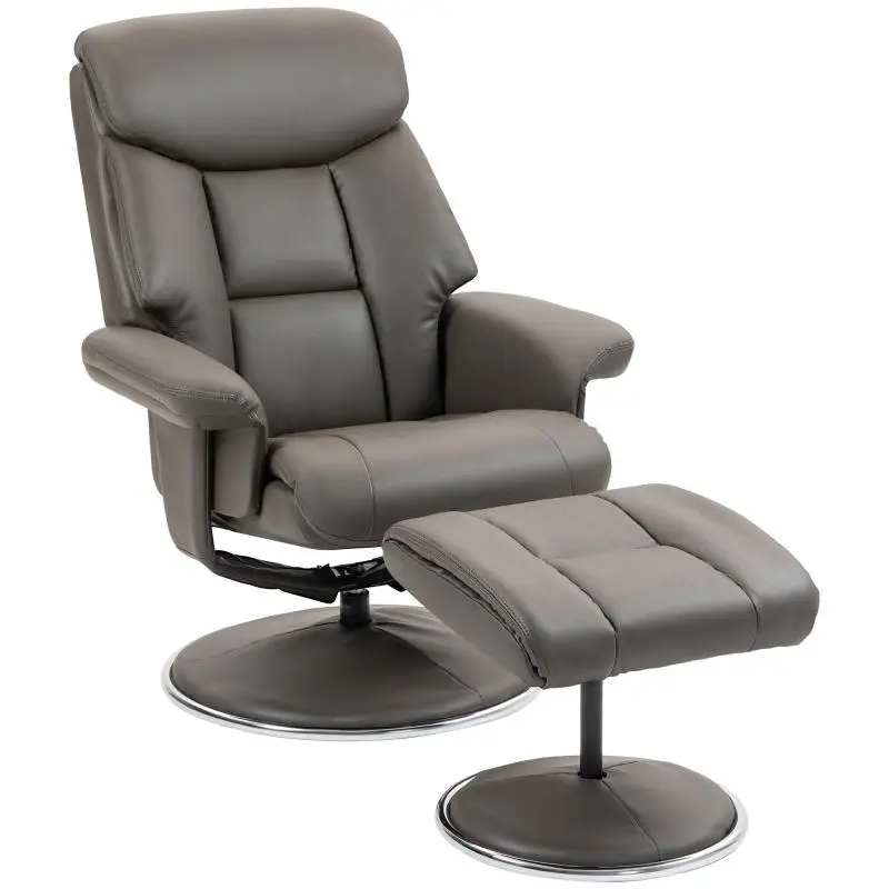 Recliner with Footstool, Grey