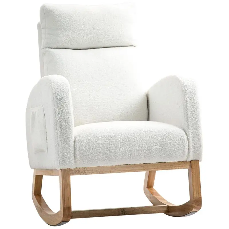 Rocking Chair with Side Pockets, Cream White