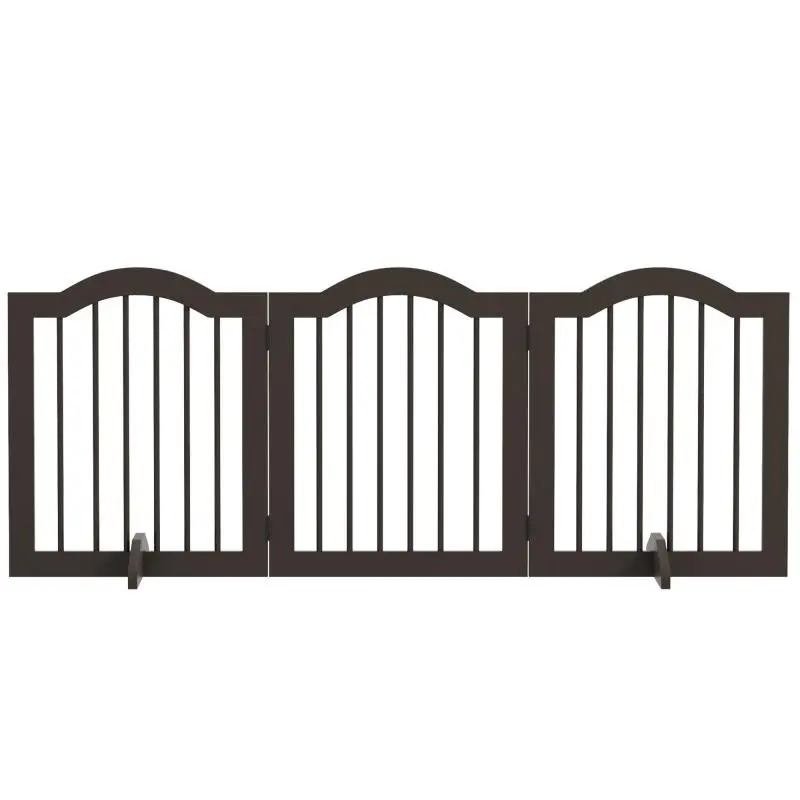 Foldable Dog Barrier Gate, 3 Panels, Coffee