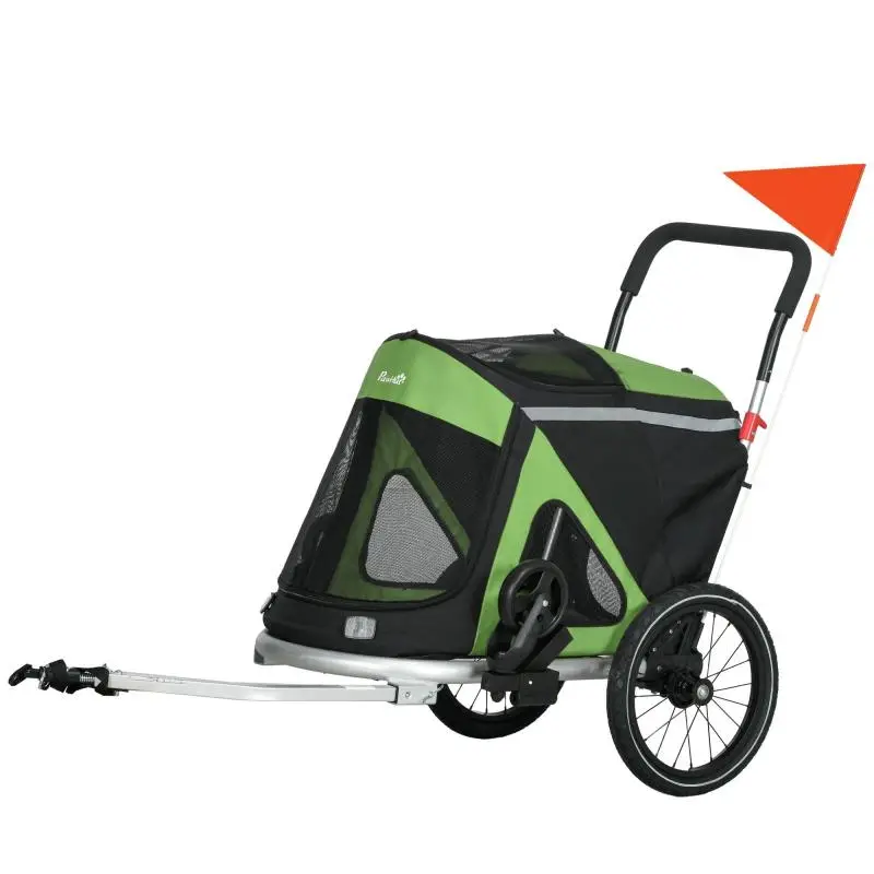 2-in-1 Dog Stroller and Bicycle Trailer, Green