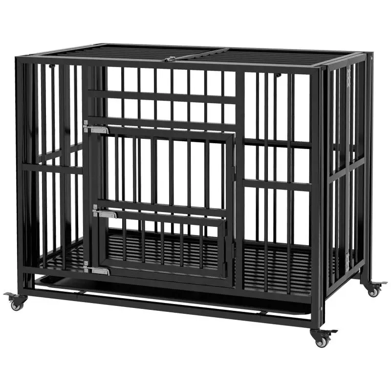 Foldable Dog Crate with Tray, 94 cm