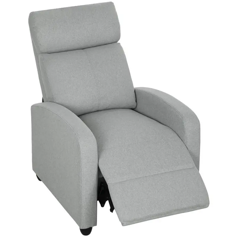 Recliner with Extendable Footrest, Light Grey