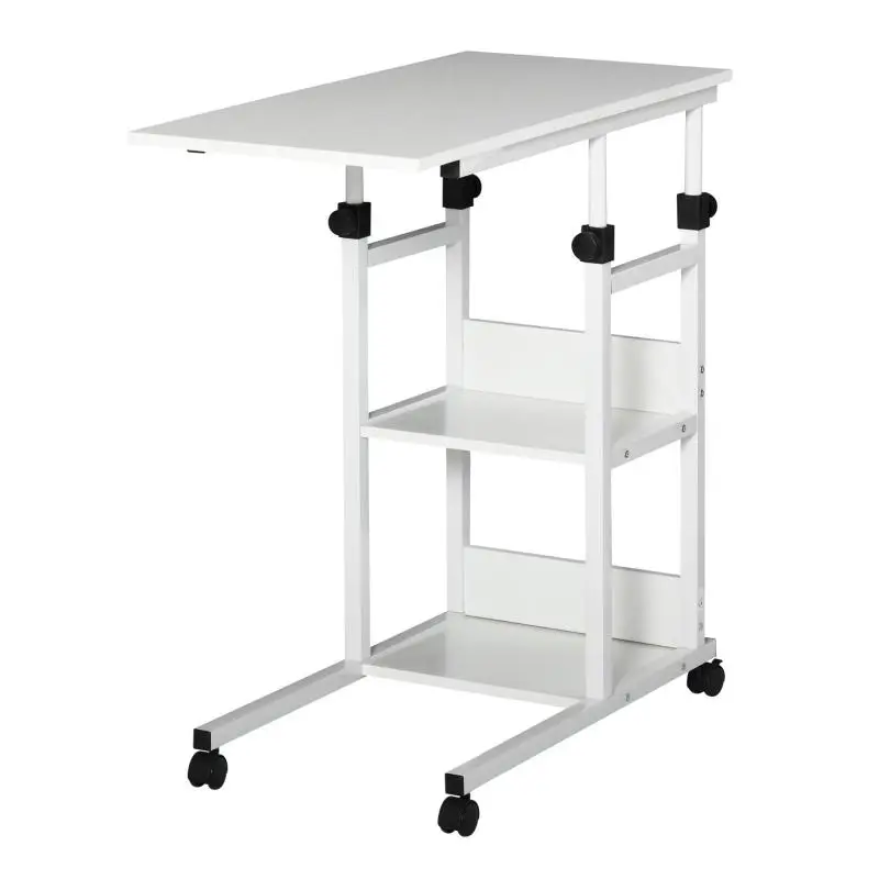 Height-Adjustable Side Table with Wheels