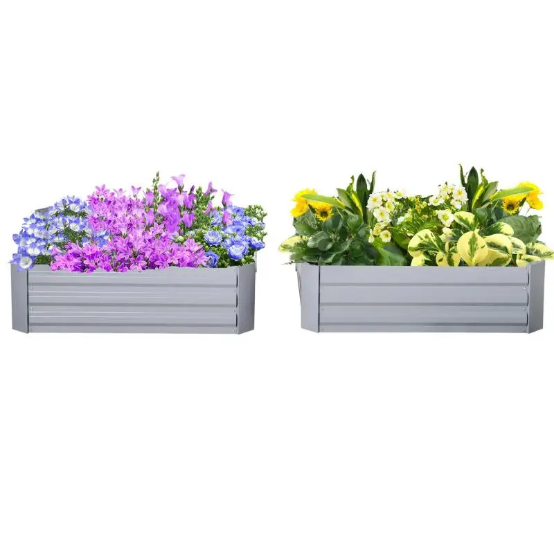 Set of 2 Steel Planter Boxes, 100 cm