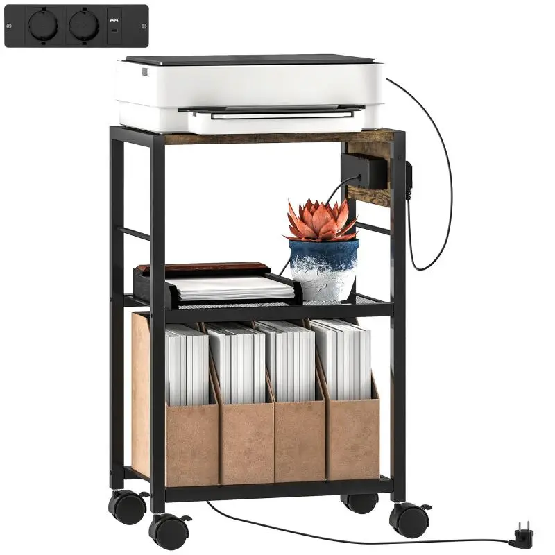 Printer Stand with Wheels and Power Outlets