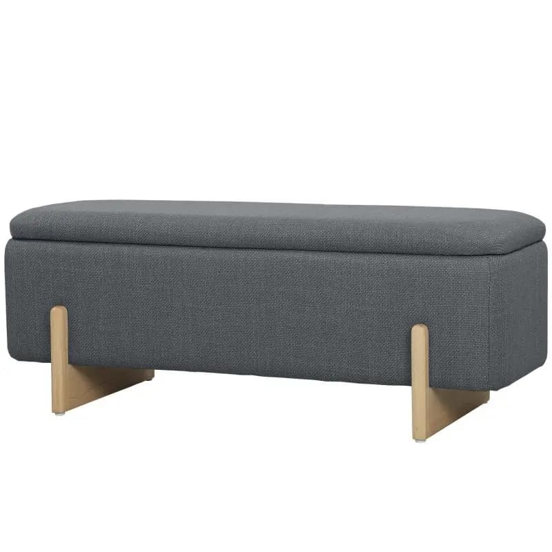 Storage Bench with Foam Padding, 111 cm, Dark Grey