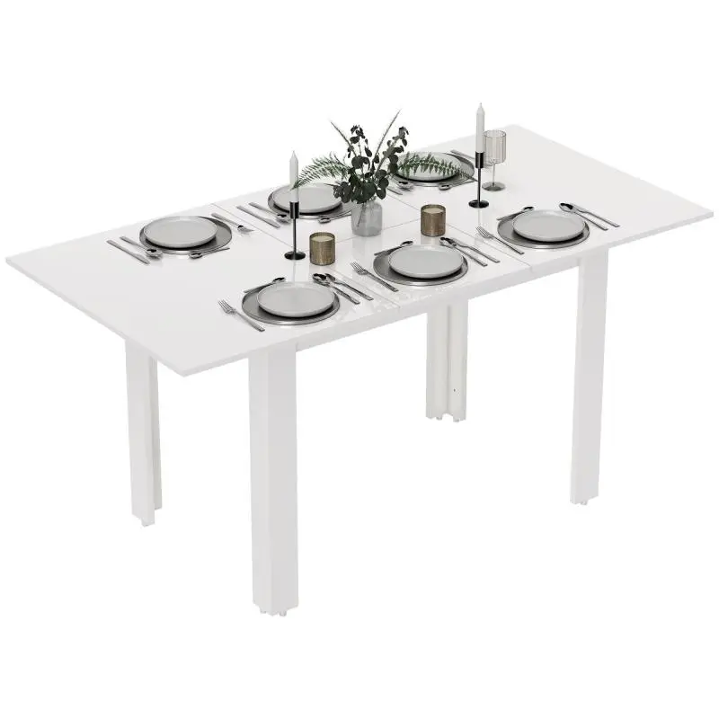 Extendable Dining Table, 120–160 cm, High-Gloss White