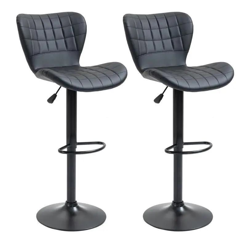 Set of 2 Bar Stools, Adjustable Height