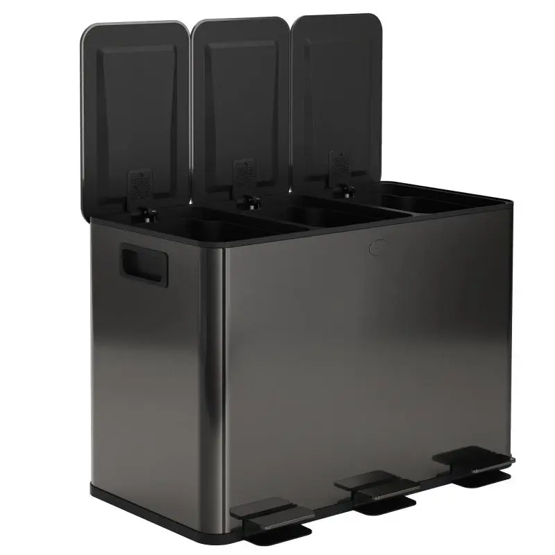 Triple Compartment Pedal Bin, 3 x 20 L