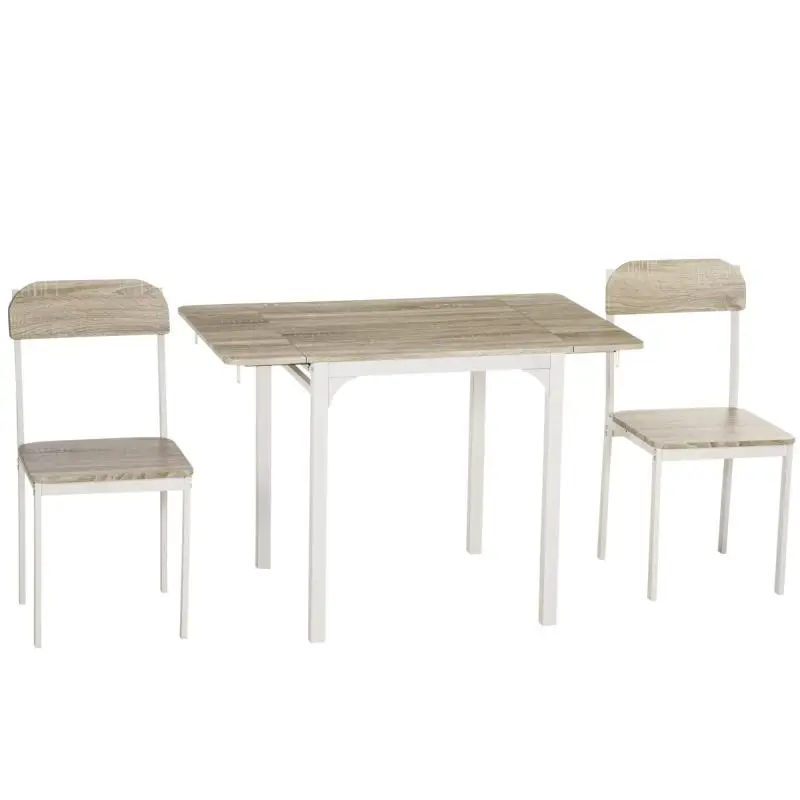 Foldable Dining Set with 2 Chairs, 110 cm