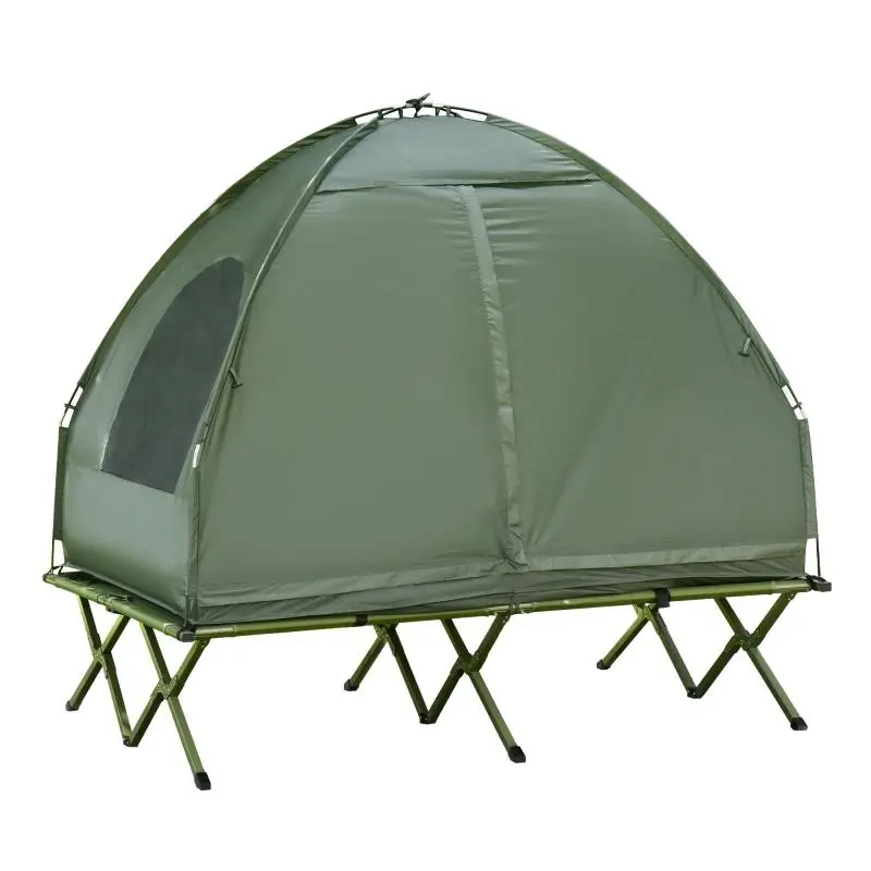 2-Person Camping Tent Set with Cot and Air Mattress