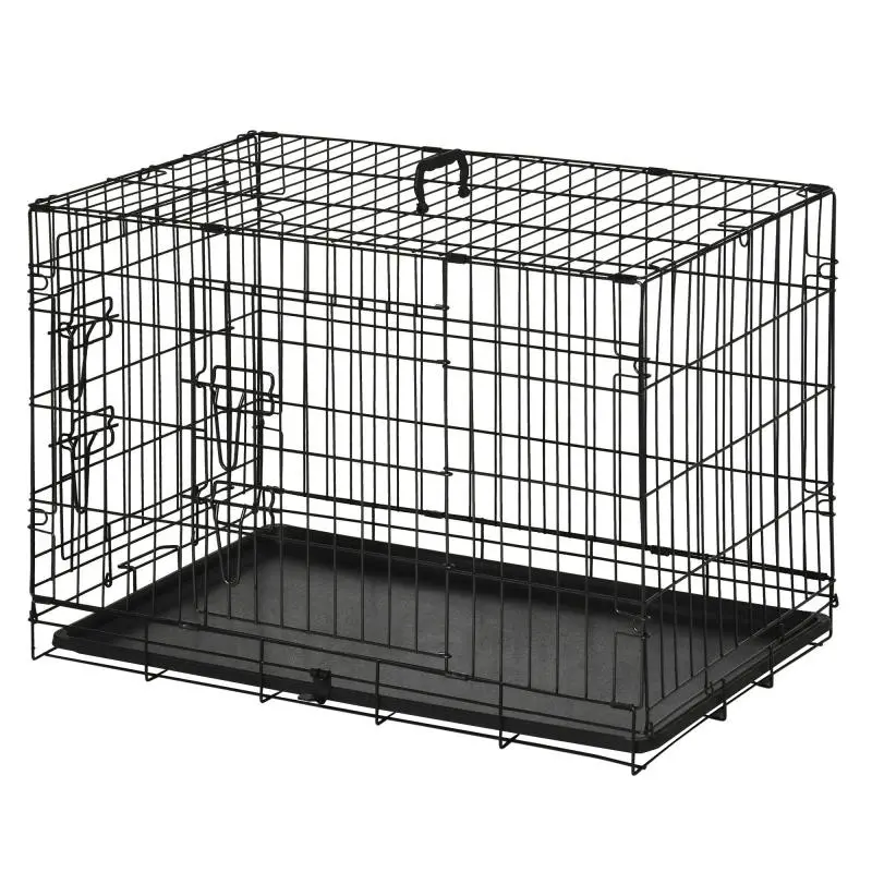 Dog Crate with Removable Base Tray, 75 cm, Black