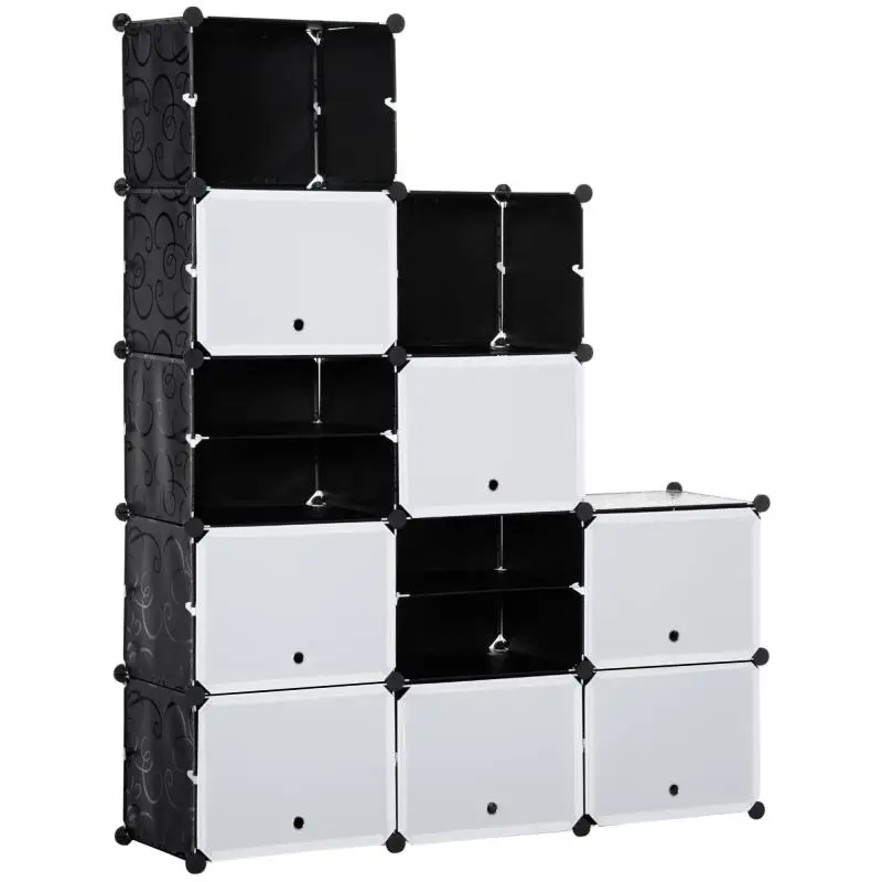Modular Shelving System, 12 Cubes, Black