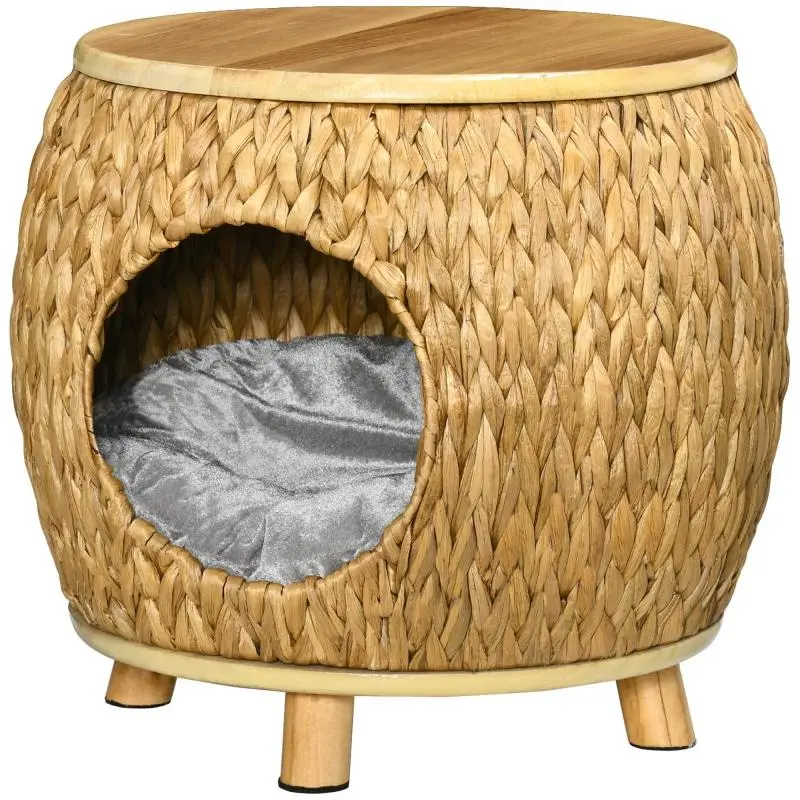 Cat Cave with Washable Cushion, Light Brown