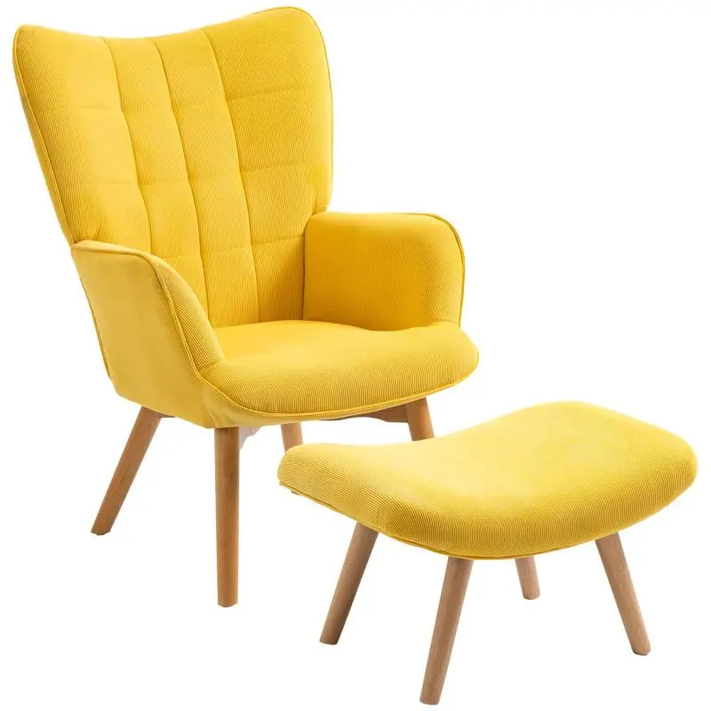 Accent Chair with Ottoman, Orange
