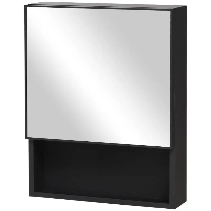 Mirrored Bathroom Cabinet with 2 Shelves, 46 cm