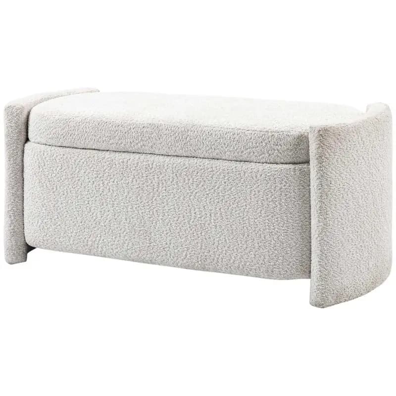 Upholstered Storage Bench 105 cm Cream White