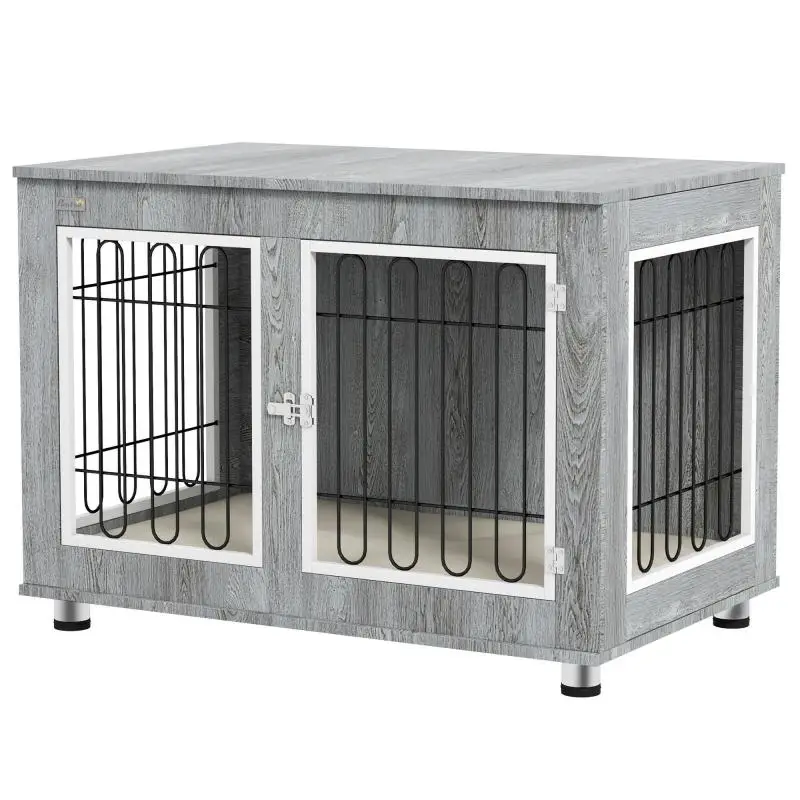 Dog Crate with Washable Pad, 90 cm, Grey