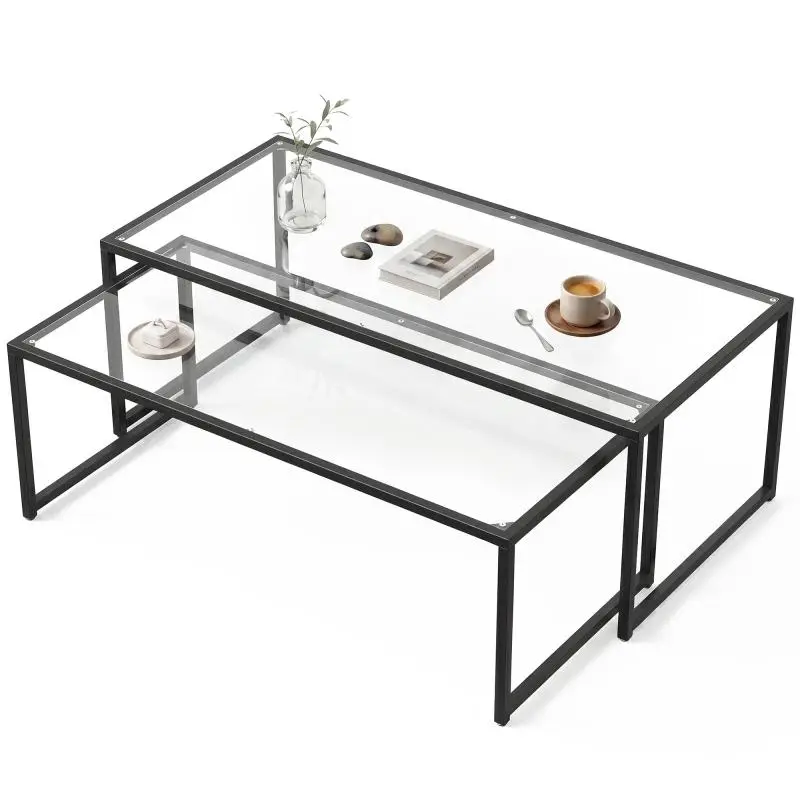 Set of 2 Glass Coffee Tables