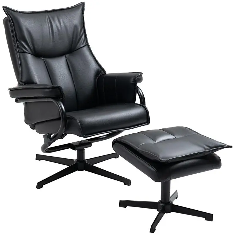 Swivel Recliner with Ottoman, Black