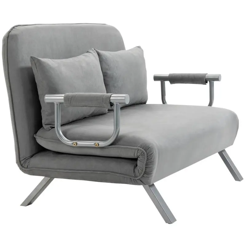 Sofa Bed with 2 Cushions, Light Grey