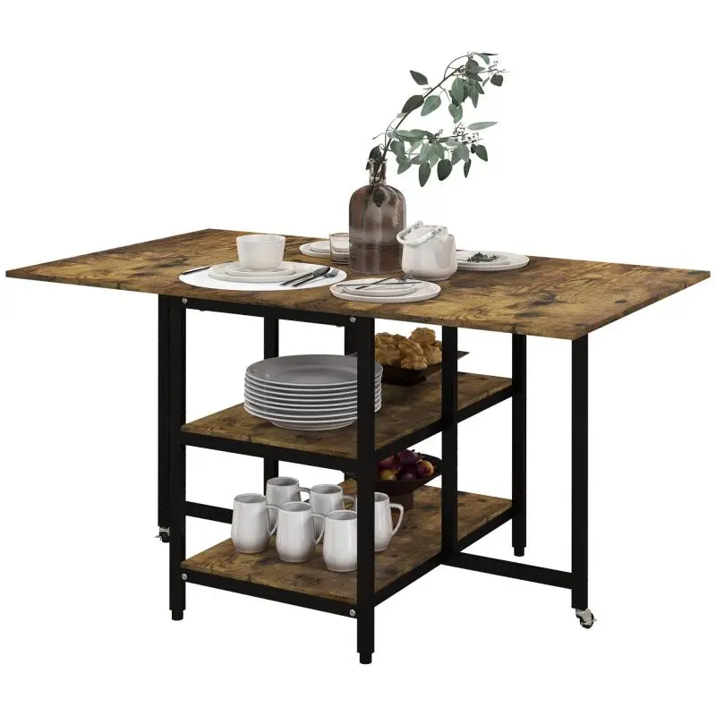 Folding Dining Table, 140 × 80 × 75 cm, Rustic Brown
