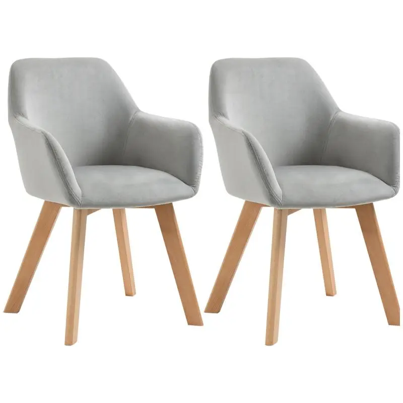 Set of 2 Dining Chairs with Wooden Legs
