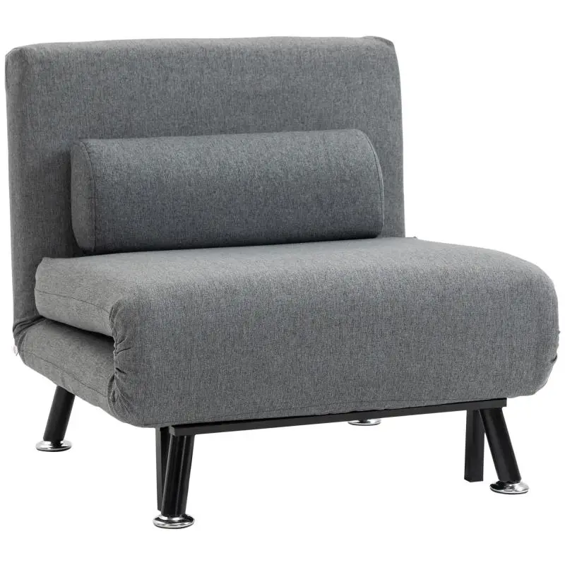 Folding Armchair with Bed Function, Dark Grey