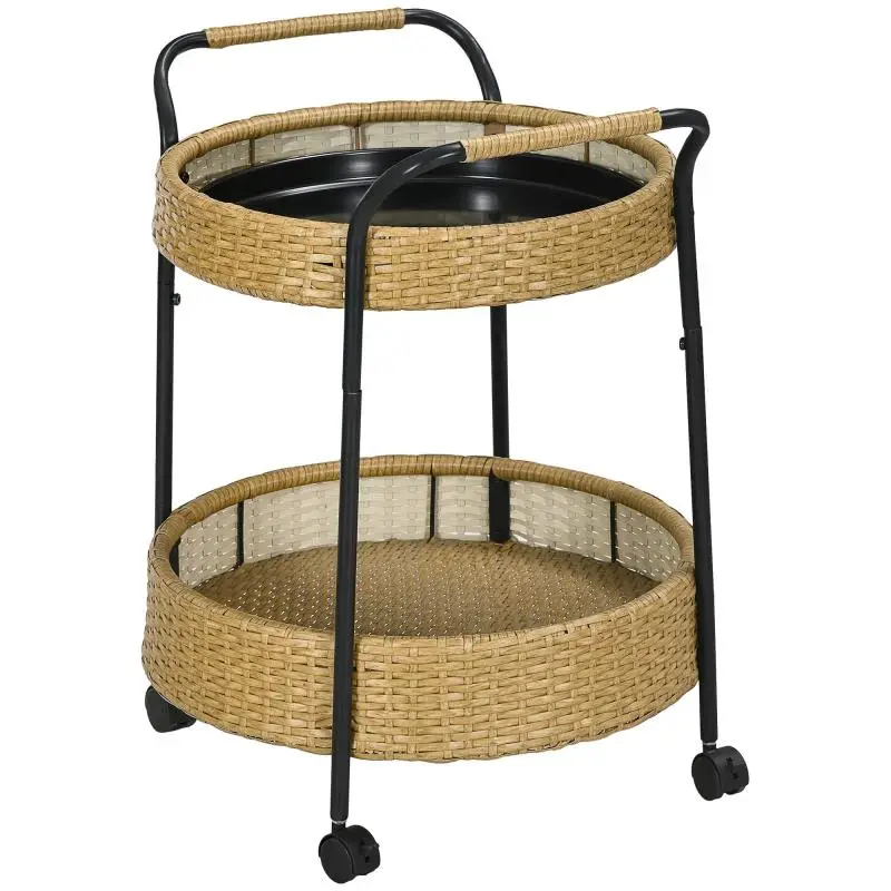 Outdoor Serving Trolley, 2 Tiers, Ø50 × 66 cm