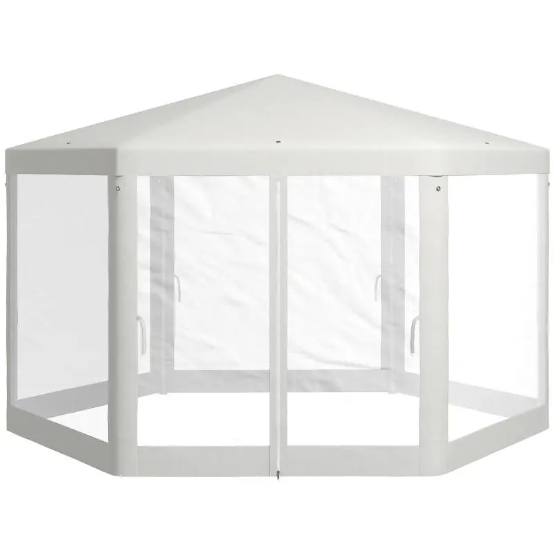 Hexagonal Garden Gazebo with Mesh Curtains