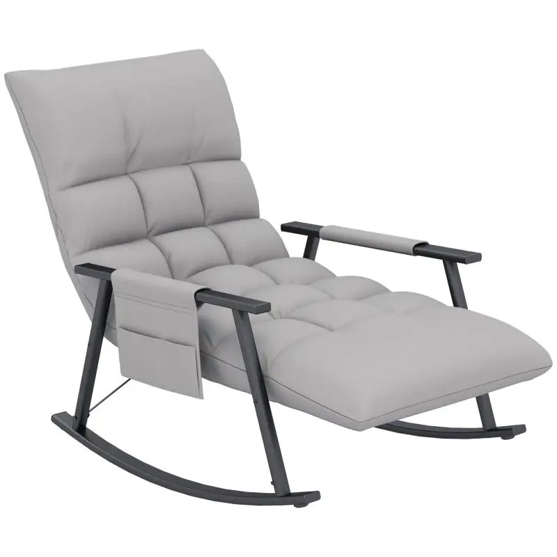 Rocking Chair with Adjustable Backrest and Footrest