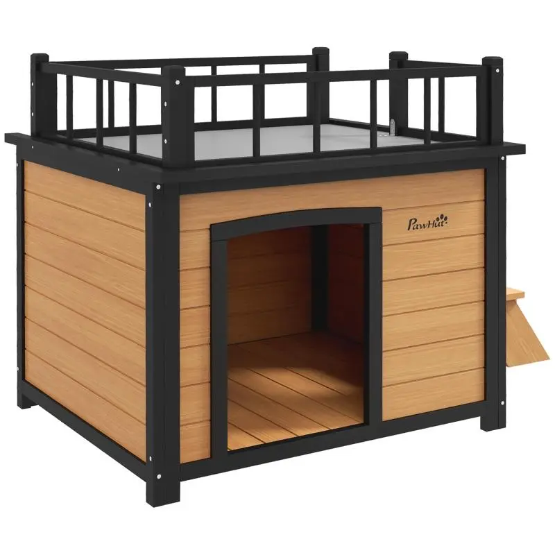 Wooden Dog House with Roof Terrace