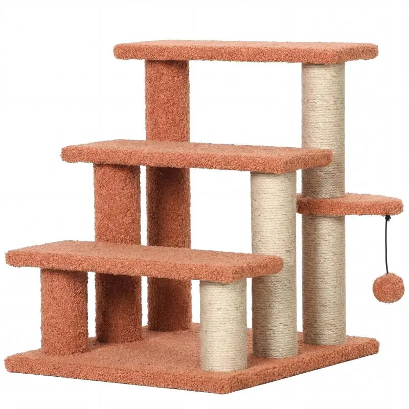Cat Scratching Post Stairs with Play Ball, 3 Steps