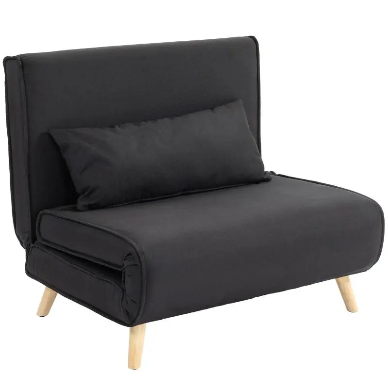 Chair Bed with Adjustable Backrest, Black