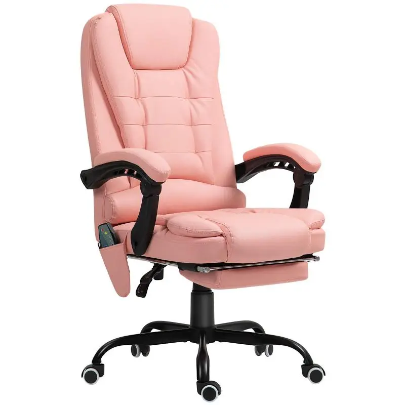 Massage Office Chair with Footrest, Pink